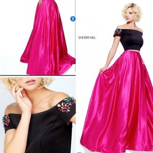 NWT Sherri Hill 51101 black /emerald dress size 8